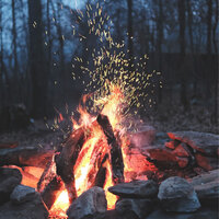 Burning Heat at Night - The Outdoor Library & Fireplace Sounds & Fire Sounds