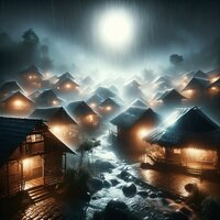 Heavy Rain in My Village at Night 1 - River Sparks & Rain Sounds & Lluvia Relajante & Rainy Mood