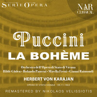 La Bohème, IGP 1, Act II: "Quando men vo" (Musetta, Marcello, Alcindoro, Mimì, Rodolfo, Schaunard, Colline) - Orchestra dell'Opera di Stato di Vienna & Герберт фон Караян & Hilde Güden & Gianni Raimondi & Giuseppe Taddei & Ivo Vinco & Джакомо Пуччини
